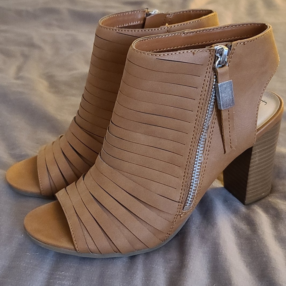 Brown Open Toe Booties